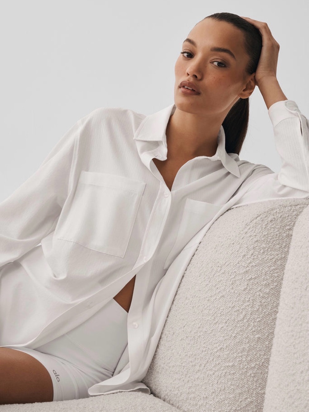 Alo Dreamscape Button Down Long Sleeve in White